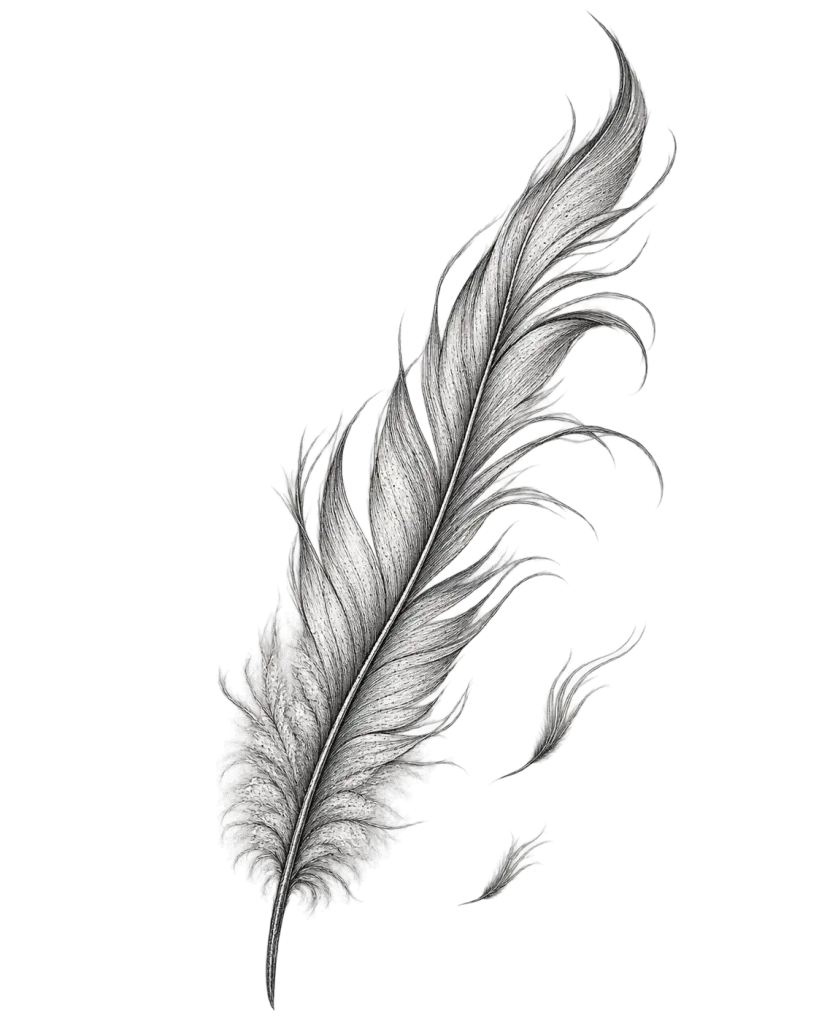 Dessin de flash représentant une plume légère dont quelques fibres s’échappent